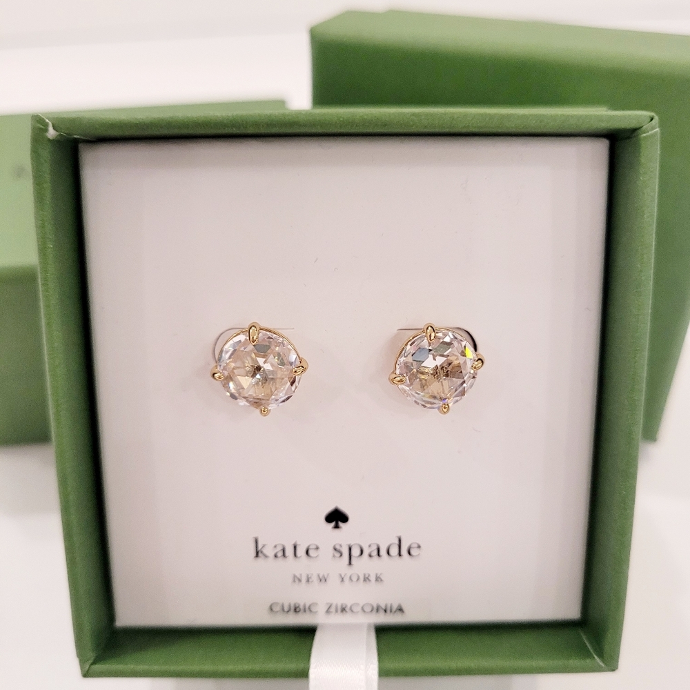 Kate Spade Gold and Clear Stud Earrings - Picture 2 of 2